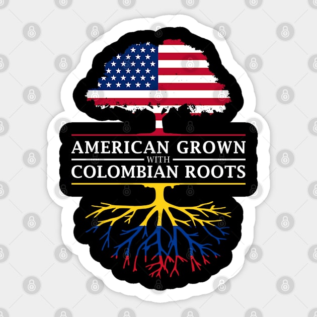 American Grown with Colombian Roots - Colombia Shirt Sticker by Family Heritage Gifts